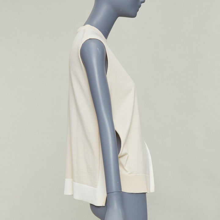 OLD CELINE Phoebe Philo beige wool cashmere blend split hem sweater vest S