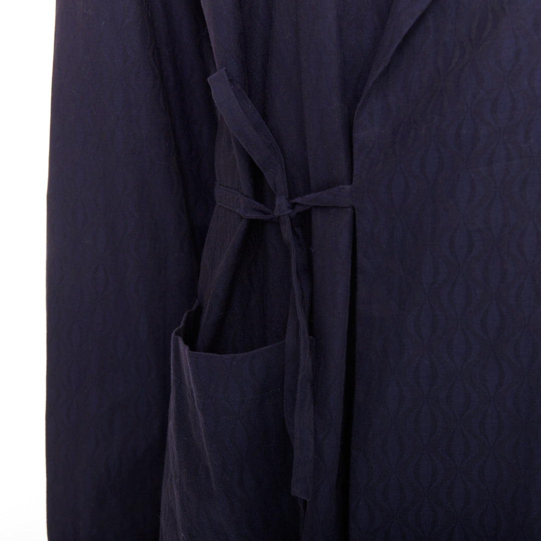 DRIES VAN NOTEN navy subtle printed cotton collared kimono overshirt IT44 XS