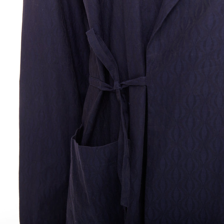 DRIES VAN NOTEN navy subtle printed cotton collared kimono overshirt IT44 XS