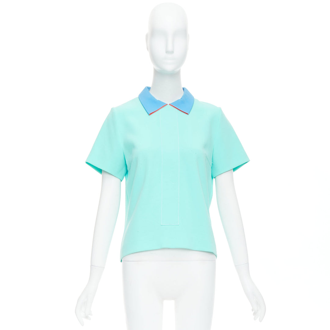 ROKSANDA light blue colorblock darted short sleeve shirt UK10 M