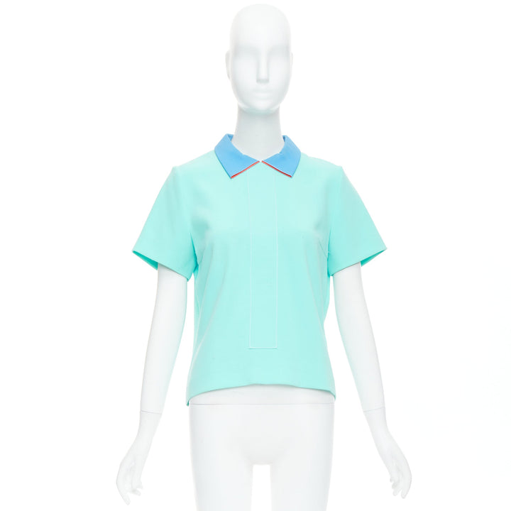 ROKSANDA light blue colorblock darted short sleeve shirt UK10 M