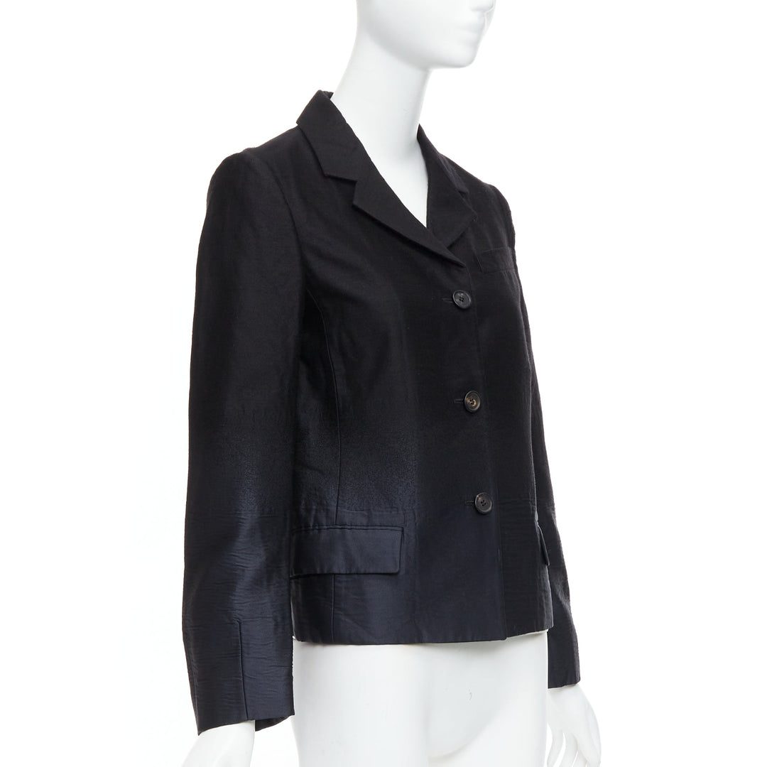 PRADA 2007 Vintage black wool degrade fabric blazer jacket IT38 XS