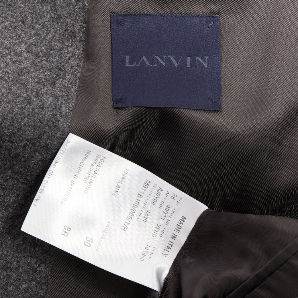 LANVIN grey speckled wool exposed darts single button blazer EU50 L