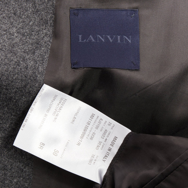 LANVIN grey speckled wool exposed darts single button blazer EU50 L