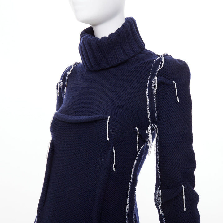 MAISON MARTIN MARGIELA H&M 2012 Re-Edition navy darted merino wool knit dress XS