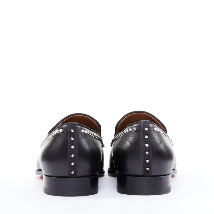 Male mannequin wearing Christian Louboutin Dandy Cloo Black Leather Men Loafer in Size EU43 | Available at JHROP