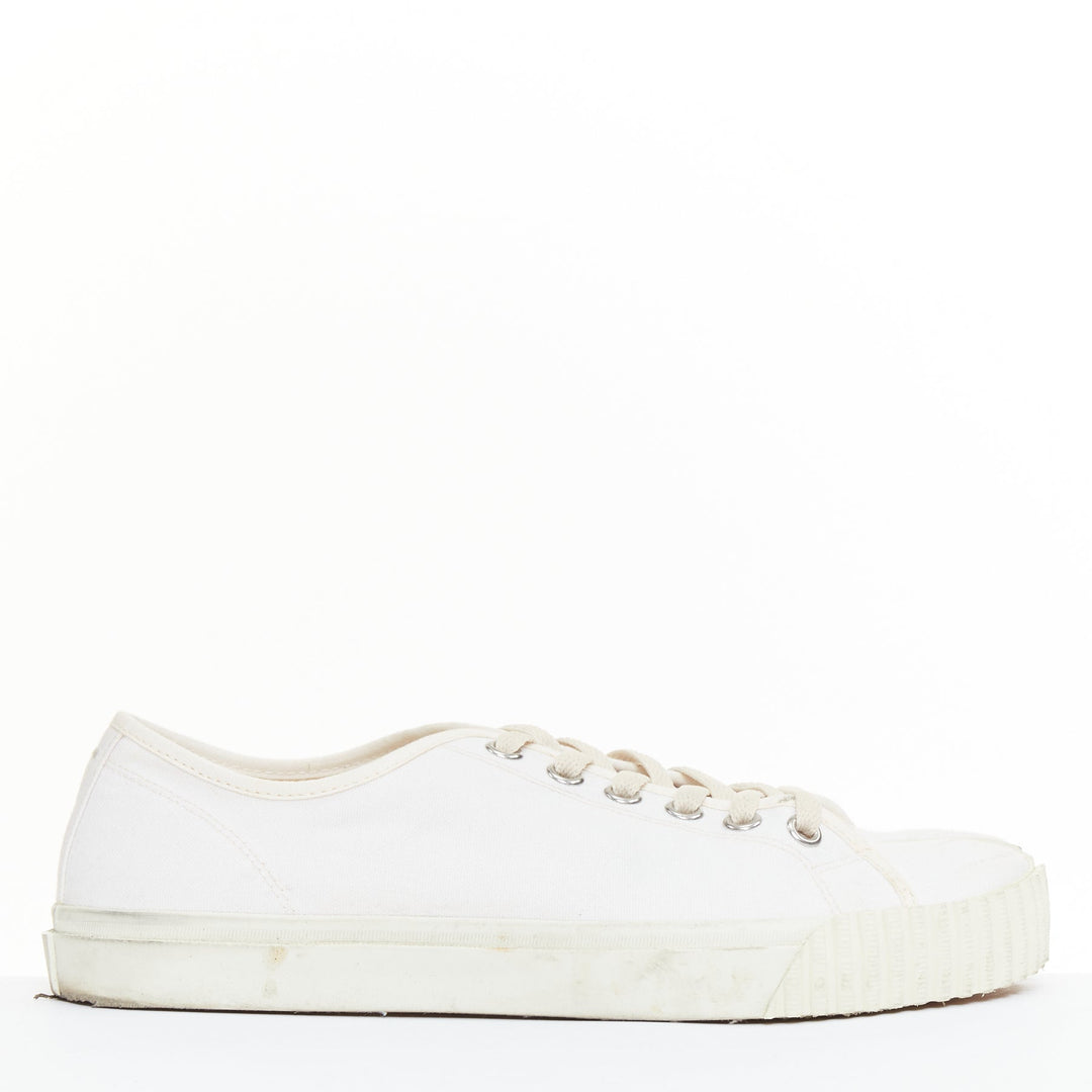 MAISON MARGIELA Tabi white canvas off-white laced low top sneakers EU41