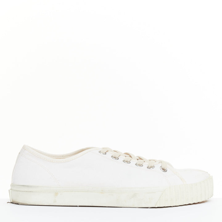MAISON MARGIELA Tabi white canvas off-white laced low top sneakers EU41