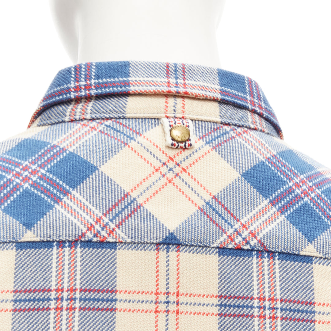 VISVIM cotton blue beige plaid flap pockets button down shirt JP0 XS