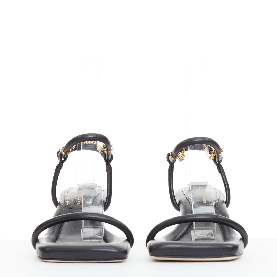 PROENZA SCHOULER Sofia black leather gold chain link padded sandals EU35