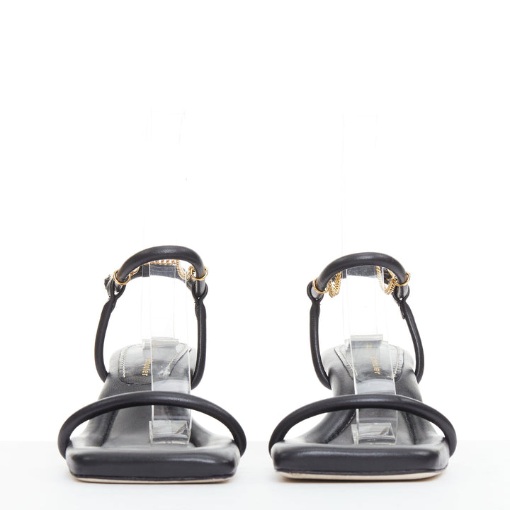 PROENZA SCHOULER Sofia black leather gold chain link padded sandals EU35