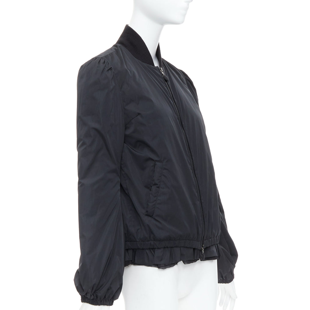 MONCLER G32-003 black logo puffer mesh trim nylon bomber Sz.2 M