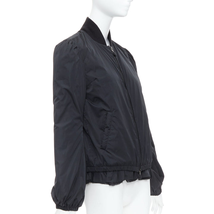 MONCLER G32-003 black logo puffer mesh trim nylon bomber Sz.2 M