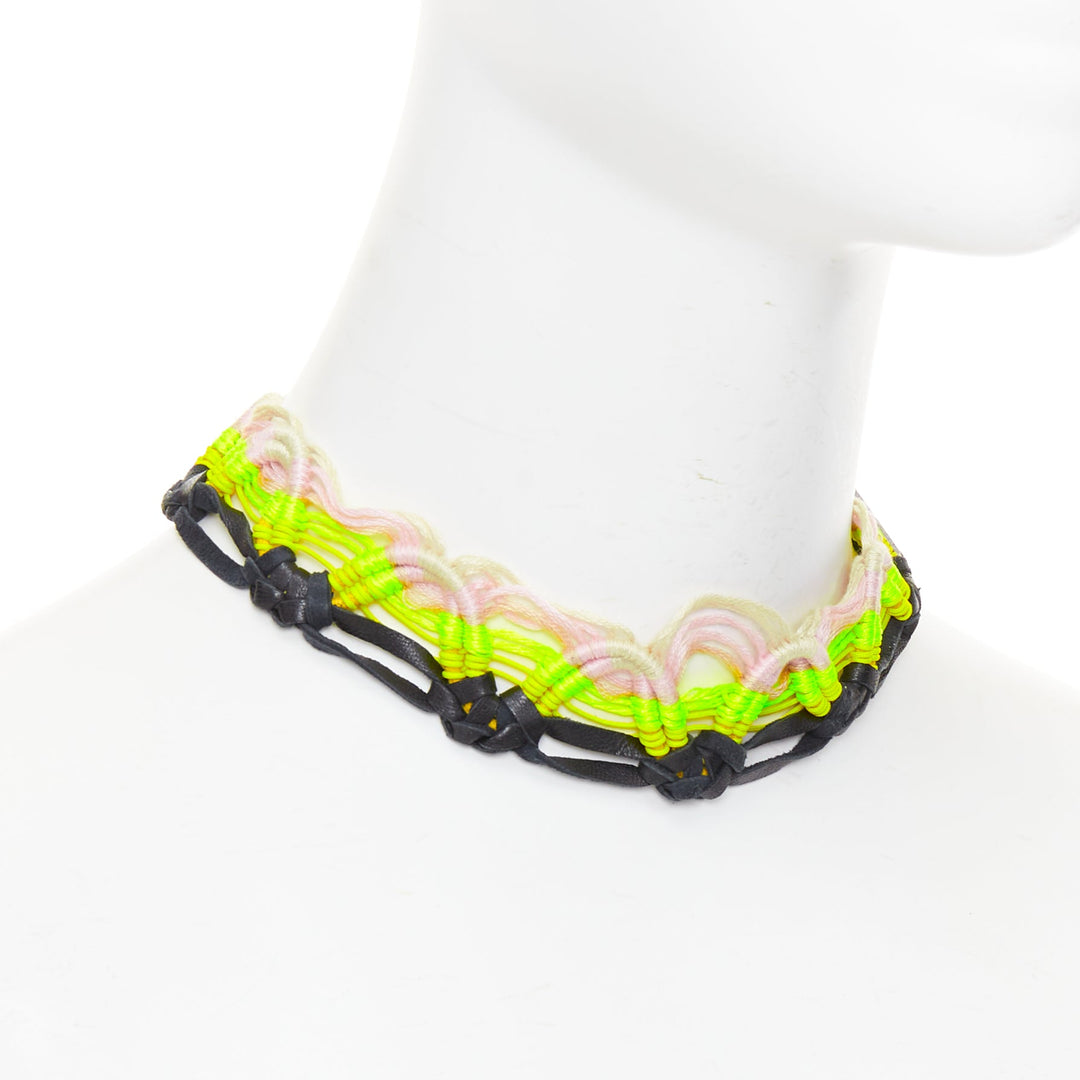 rare SAINT LAURENT Hedi Slimane 2015 Runway Surf Sound leather braided necklace