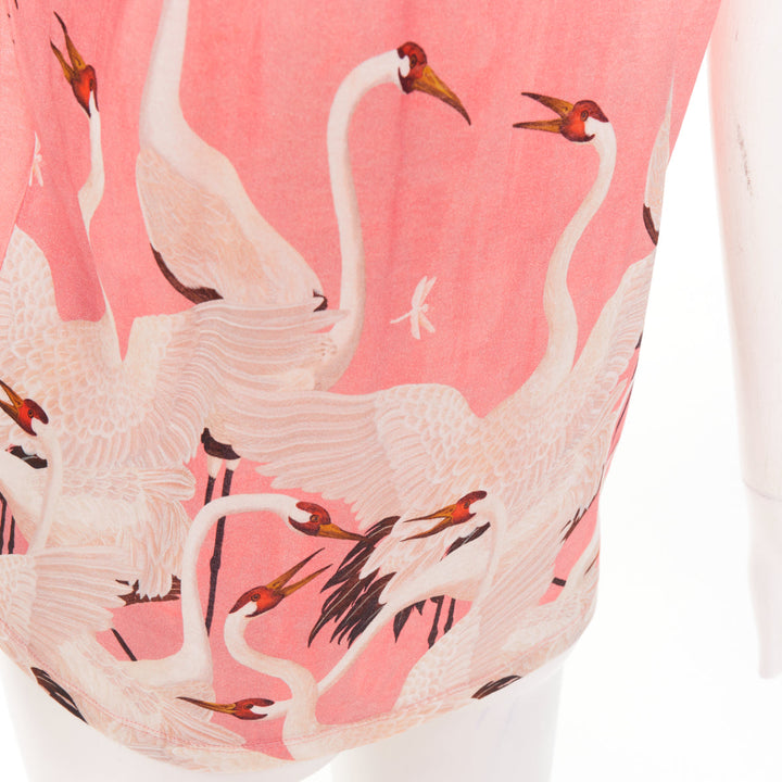 GUCCI Pre Fall 2016 pink cotton Heron Dragonfly print short sleeves t-shirt S