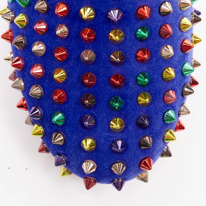 CHRISTIAN LOUBOUTIN Dandy Pik Pik Flat blue suede multicolor spike flats EU37