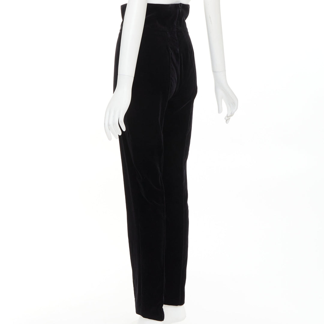 ALEXANDRE VAUTHIER black velvet high waisted front pleat tapered pants