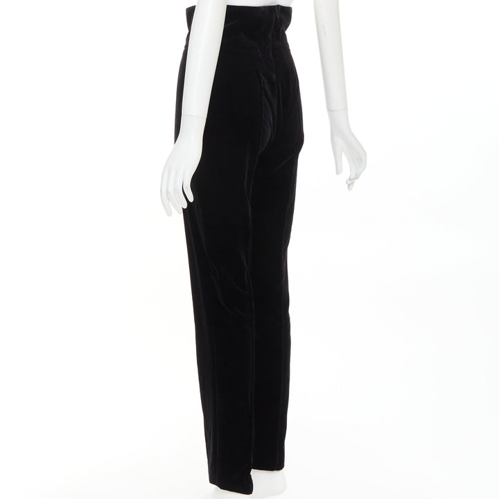 ALEXANDRE VAUTHIER black velvet high waisted front pleat tapered pants