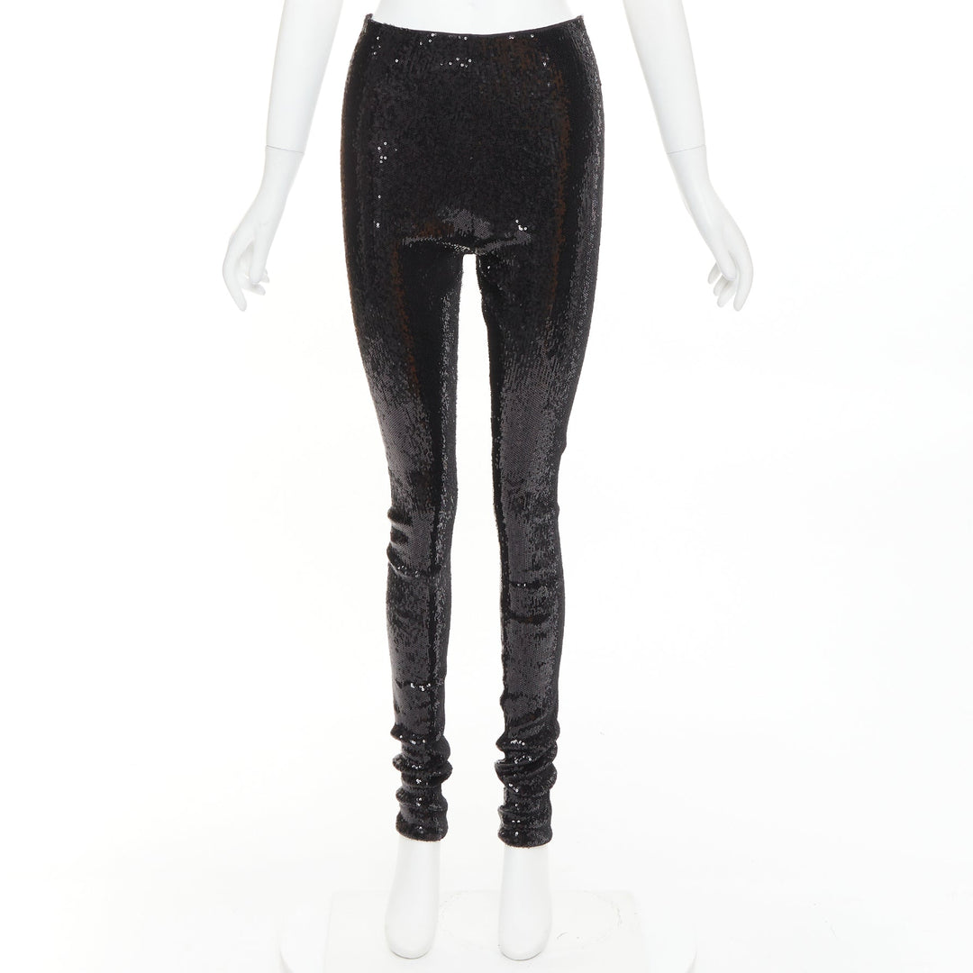 ALEXANDRE VAUTHIER black pailette sequins stretchy legging pants