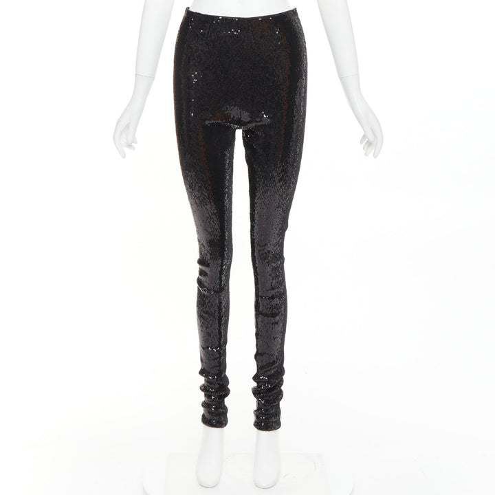 ALEXANDRE VAUTHIER black pailette sequins stretchy legging pants