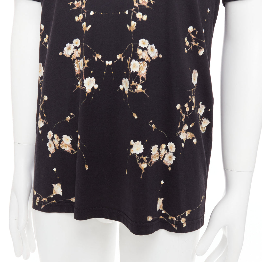 GIVENCHY black cotton babys breath floral print crew tshirt S