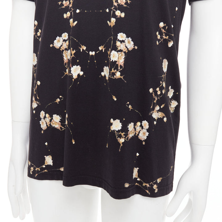 GIVENCHY black cotton babys breath floral print crew tshirt S
