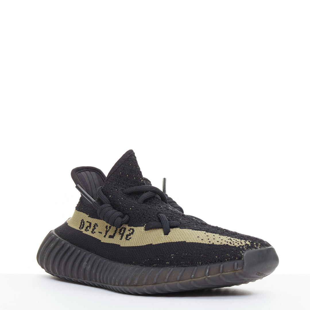 YEEZY ADIDAS Boost 350 V2 black olive green colorblock low top sneakers US4.5