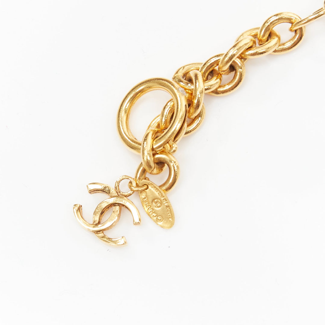 CHANEL Vintage gold CC diamond matelasse coin charm choker necklace
