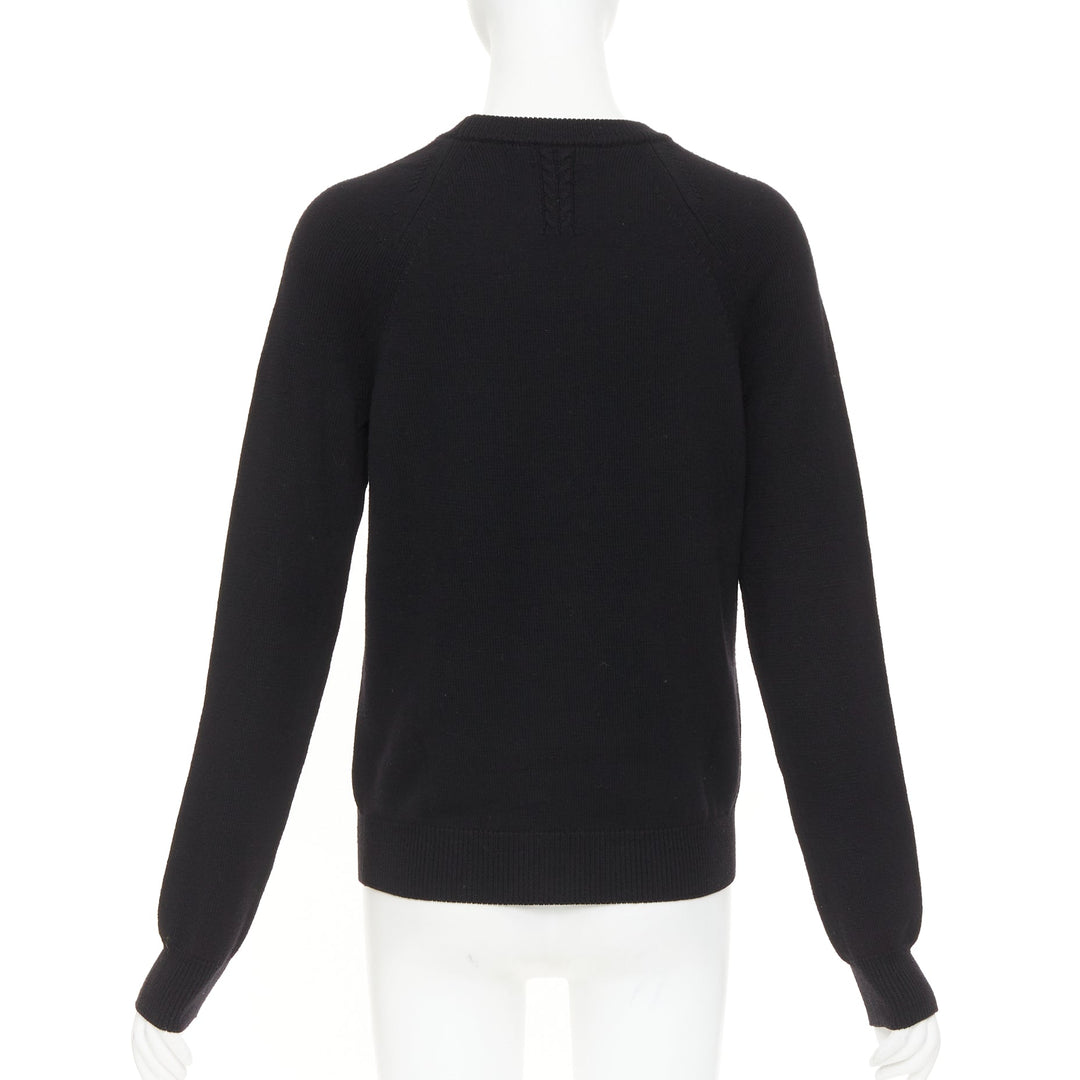 SAINT LAURENT 2016 wool black classic crew neck raglan sleeve pullover sweater S