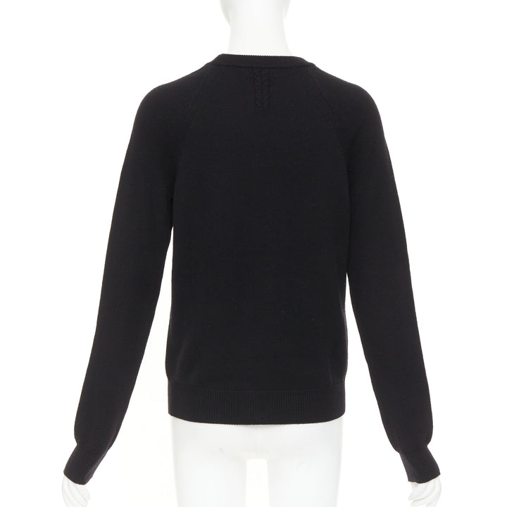 SAINT LAURENT 2016 wool black classic crew neck raglan sleeve pullover sweater S
