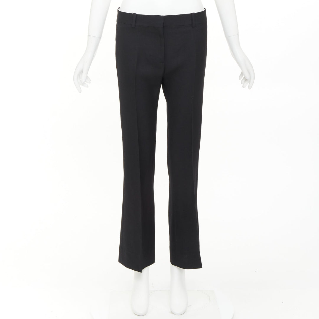 OLD CELINE Phoebe Philo black 100% wool low waist kickflare cropped pants FR36 S