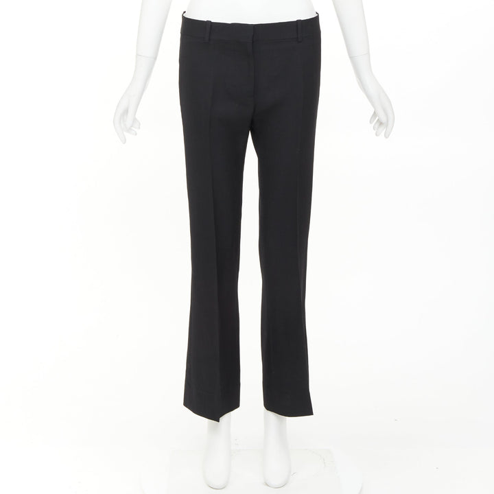 OLD CELINE Phoebe Philo black 100% wool low waist kickflare cropped pants FR36 S