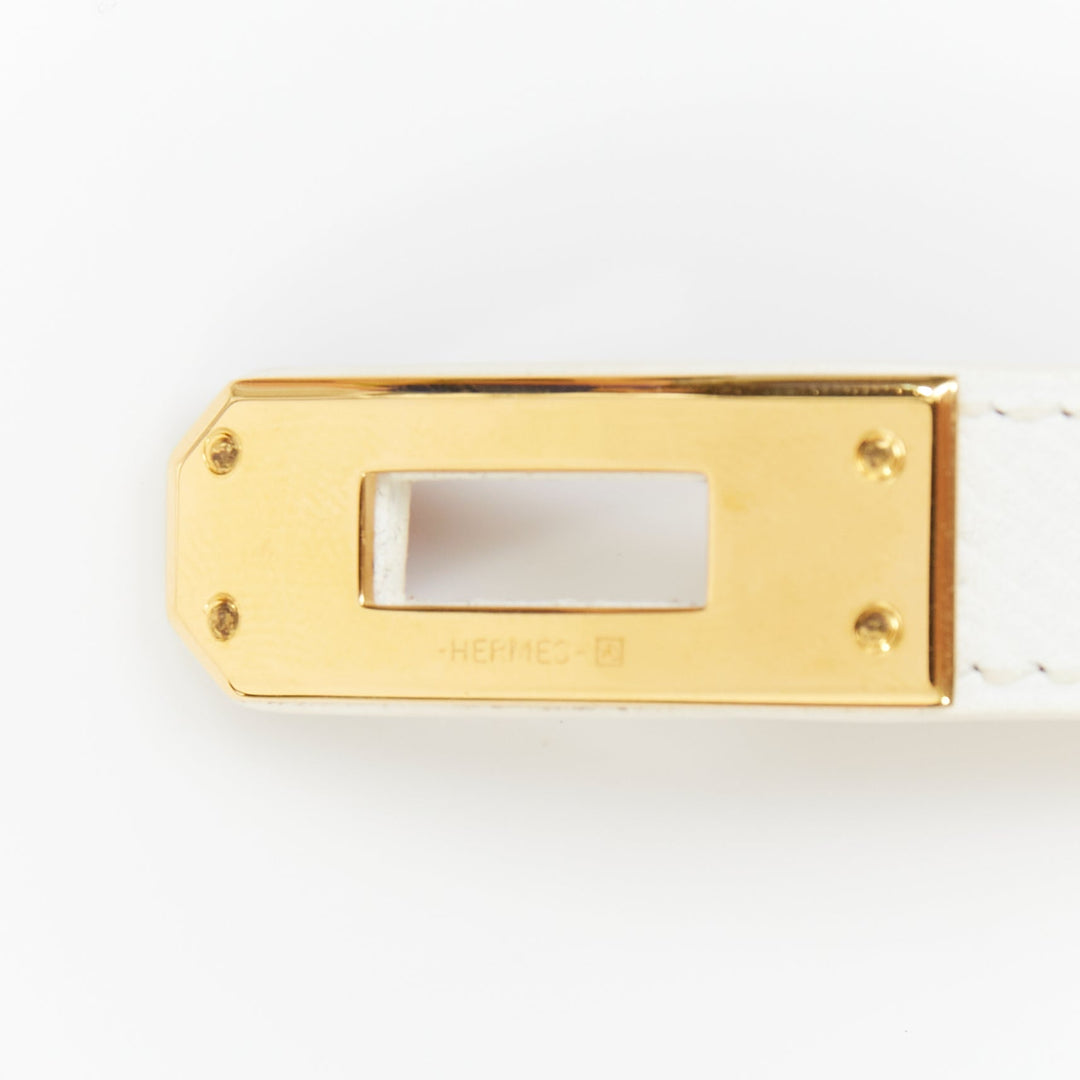 HERMES Kelly Double Tour white Epsom leather gold hardware wrap bracelet