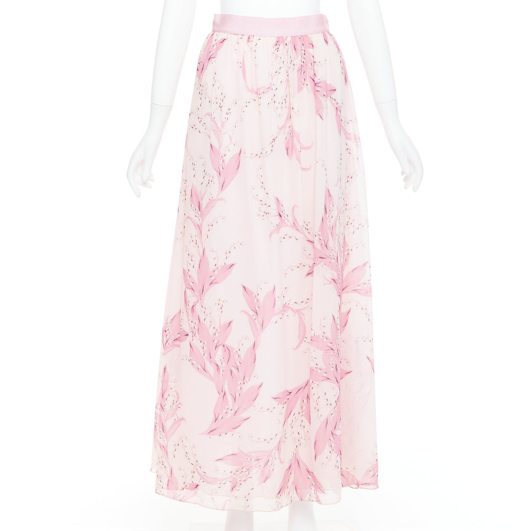 Female mannequin wearing Giambattista Valli Pink Silk Women Skirt in Size IT38 | Available at JHROP