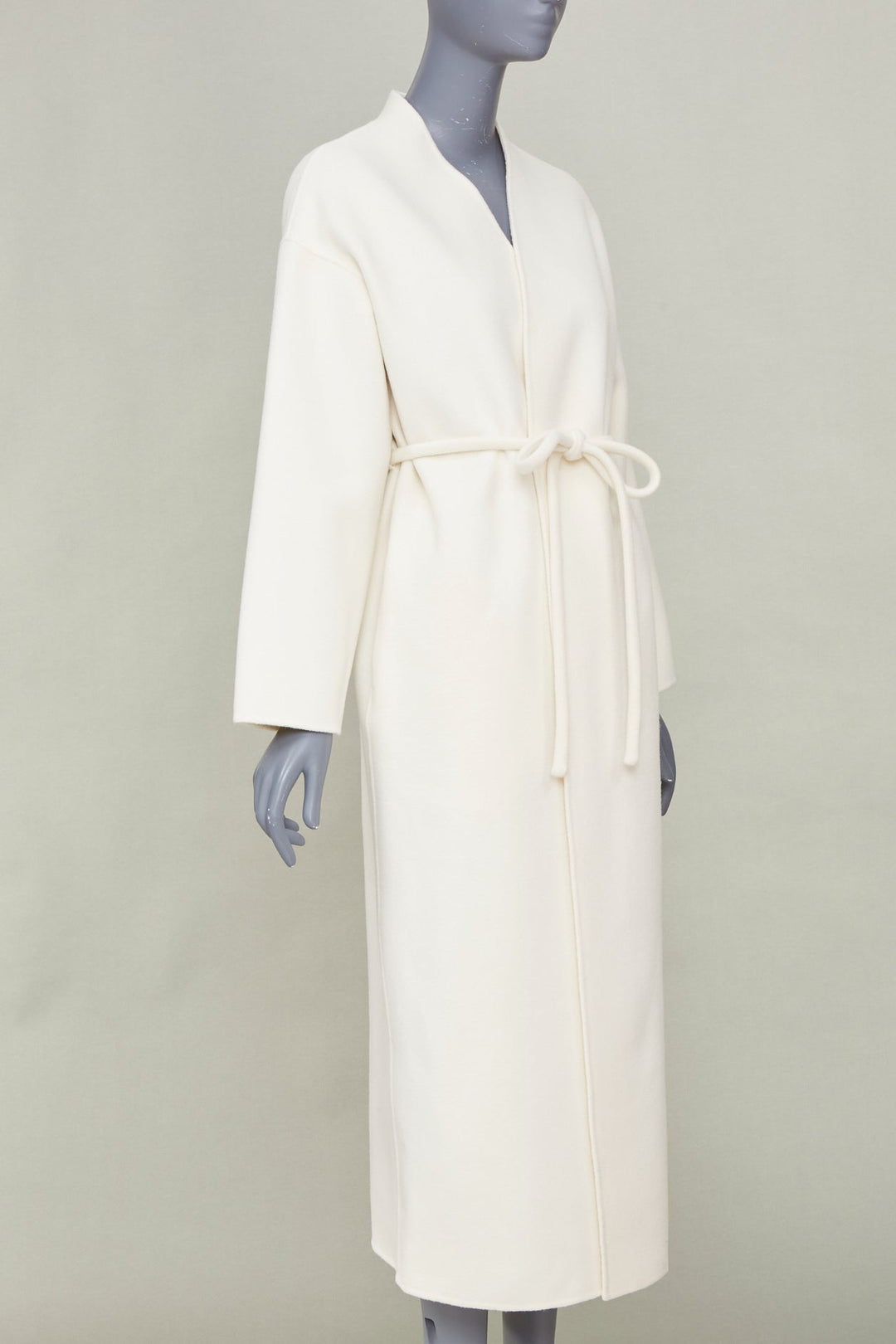 ANINE BING 2021 Hunter ivory double faced wool cashmere wrap coat XS