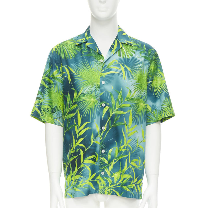 VERSACE 2020 Iconic JLo Jungle print green tropical print shirt EU38 S