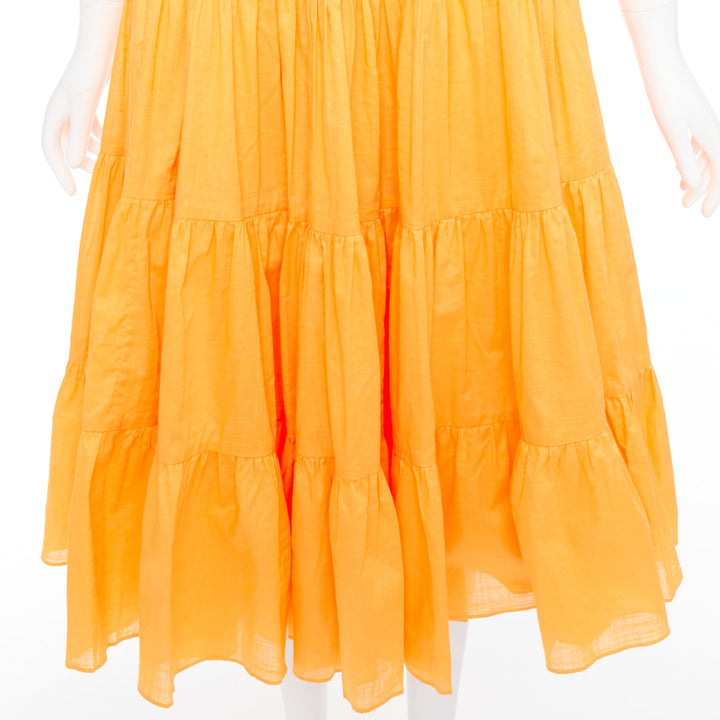 AJE Cherished marigold orange puff sleeve ruched midi dress UK14 XL