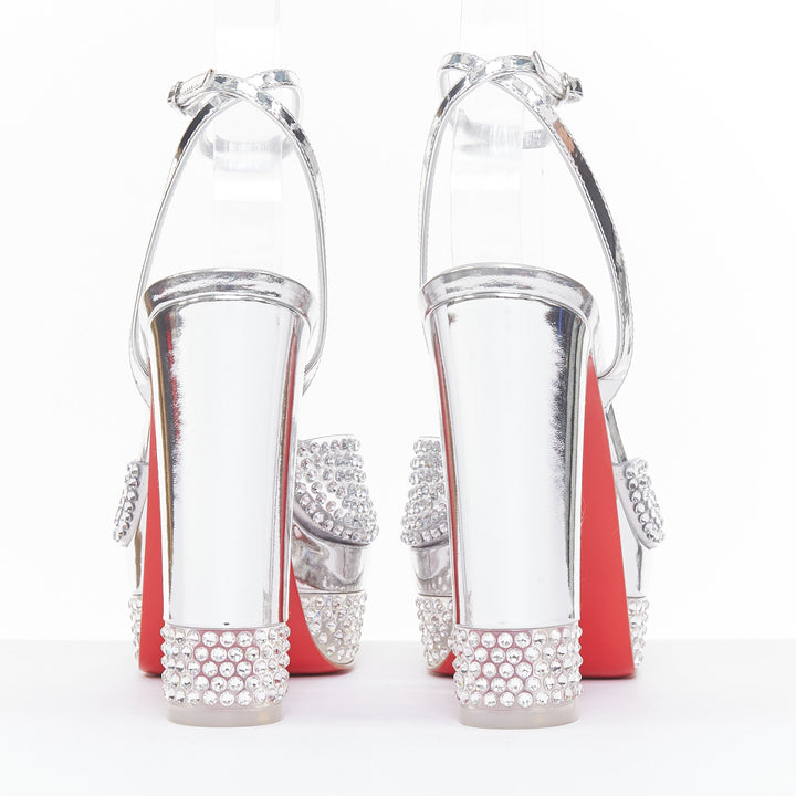 CHRISTIAN LOUBOUTIN Bridal Cassandrissima Alta 130 crystal silver platform EU36