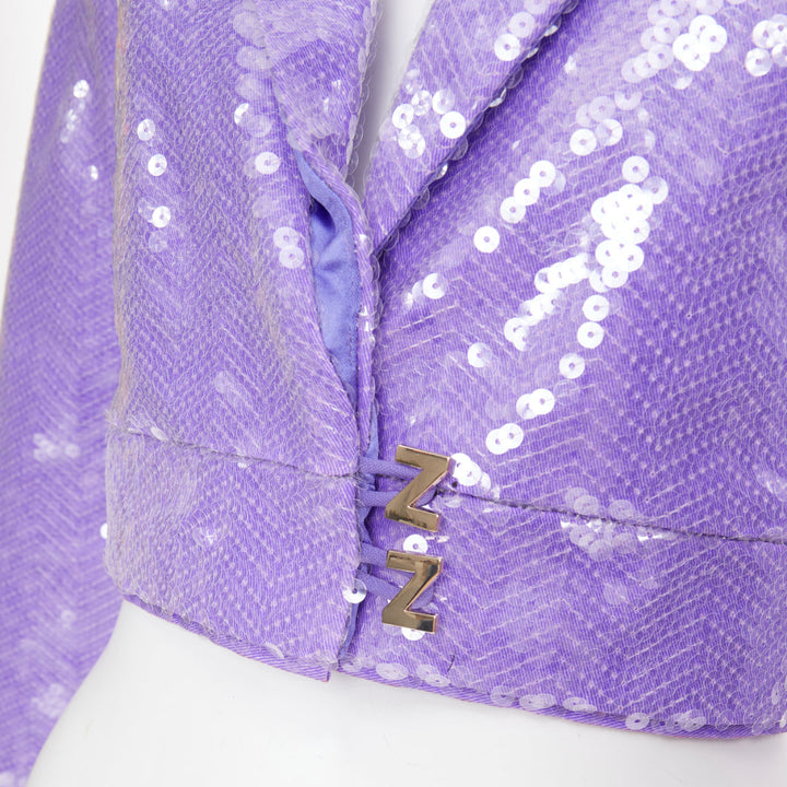 ZHIVAGO That Old Houdini Magic purple pink heat activated sequin jacket UK6 XS