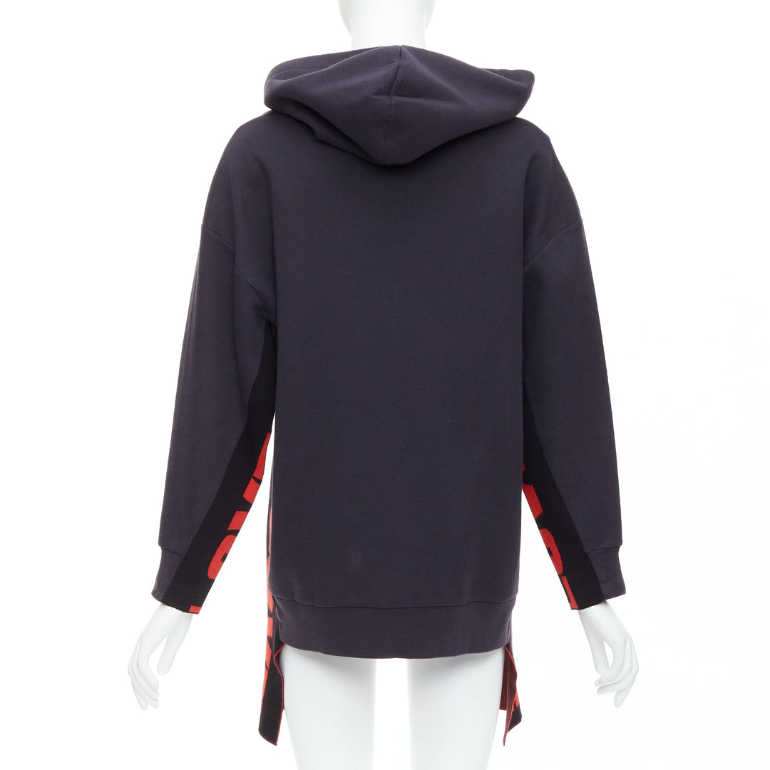 STELLA MCCARTNEY 2017 All Is Love navy red cotton long hoodie IT36 XXS