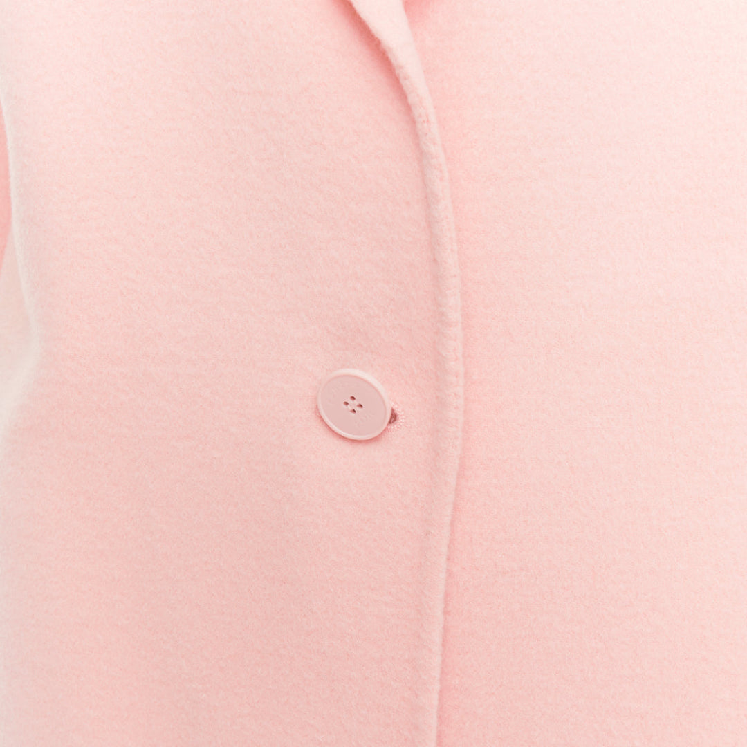 SANDRO pink wool blend notced collar single button long coat FR36 S