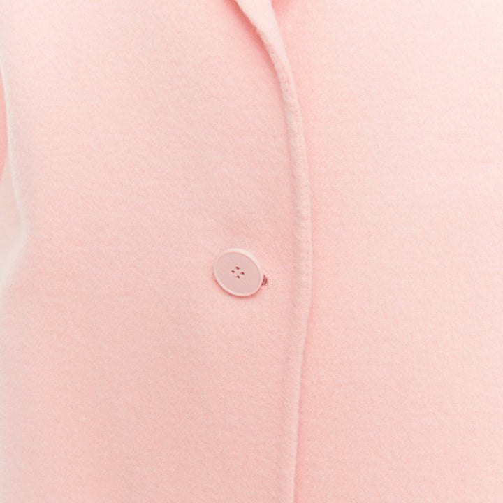 SANDRO pink wool blend notced collar single button long coat FR36 S