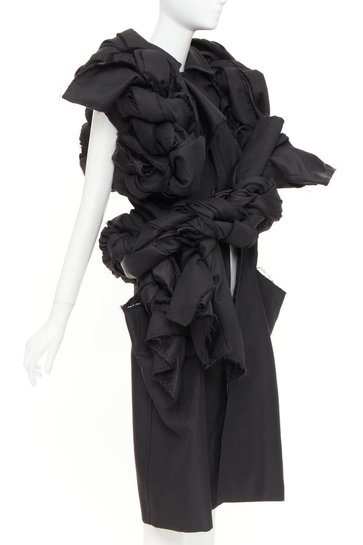 rare COMME DES GARCONS 2019 Runway textured knots deconstructed cut out coat S