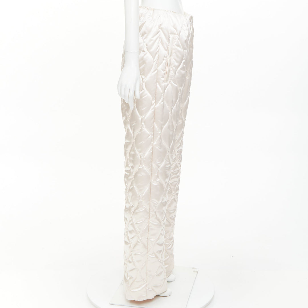 MIU MIU 2021 Runway Winter Pants off white quilted nylon wide pants IT38 XS