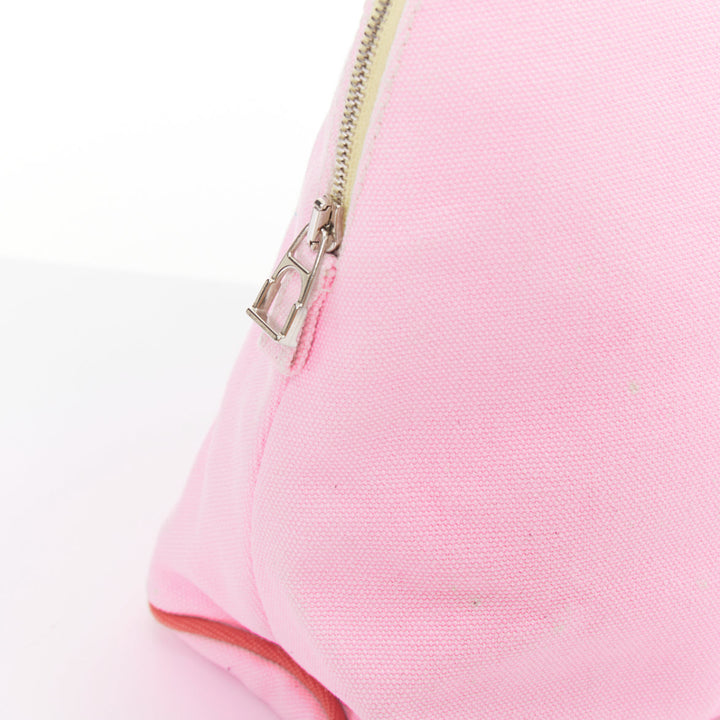 HERMES Circus Bolide Case in Pale Pink Embroidered Canvas toileries bag