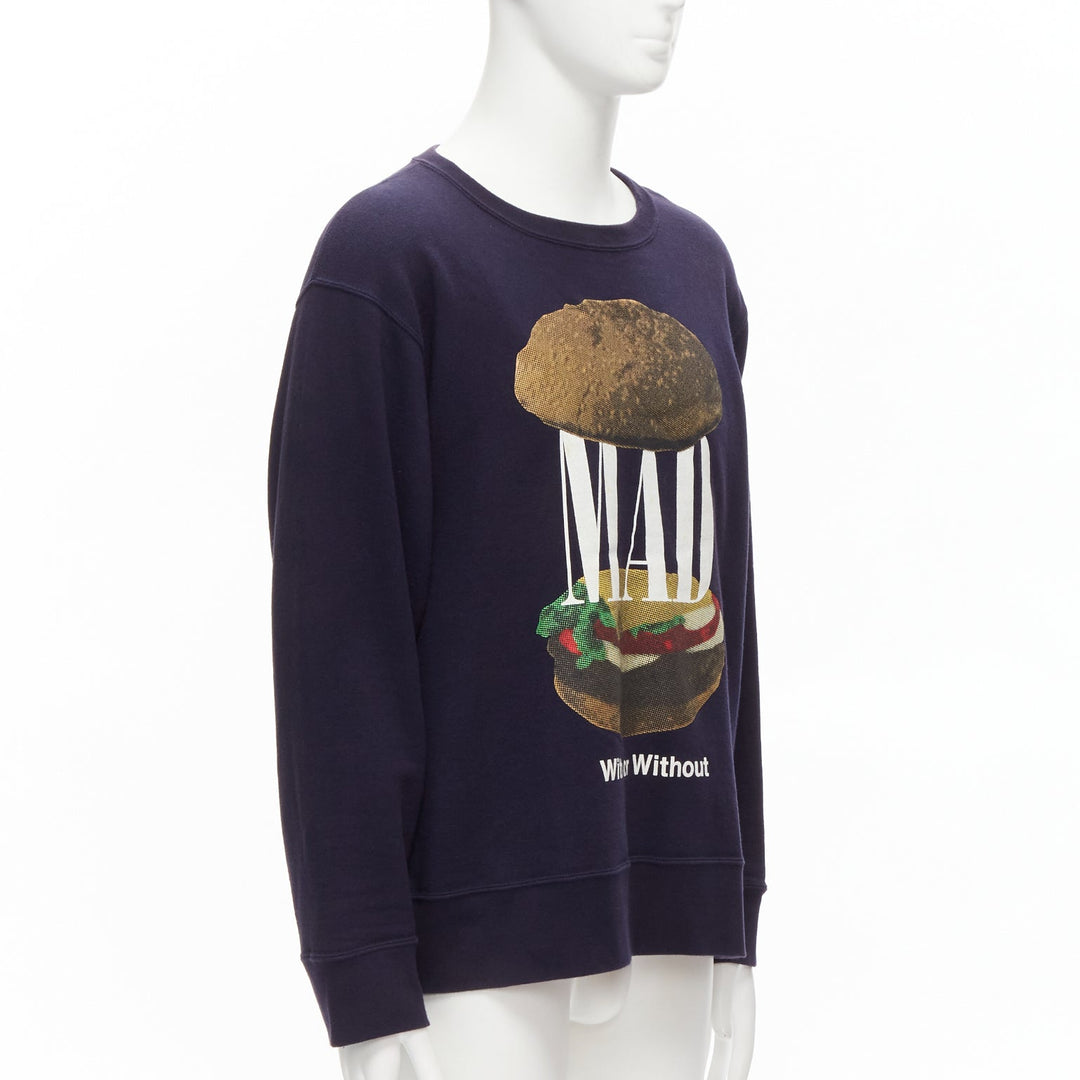 UNDERCOVER 2023 mad burger with without print navy cotton sweater JP3 L