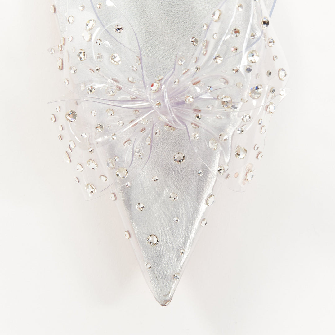CHRISTIAN LOUBOUTIN Bridal Jelly Strass 80 silver crystal PVC bow pump EU38