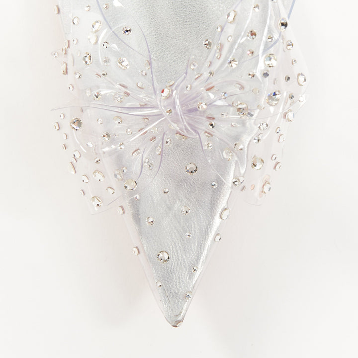 CHRISTIAN LOUBOUTIN Bridal Jelly Strass 80 silver crystal PVC bow pump EU38