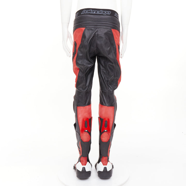 rare BALENCIAGA Demna 2024 Runway Biker Pantashoes black red motocross boot EU41