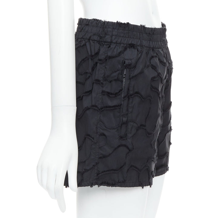 CHRISTIAN DIOR black camouflage patch applique logo shorts FR36 S